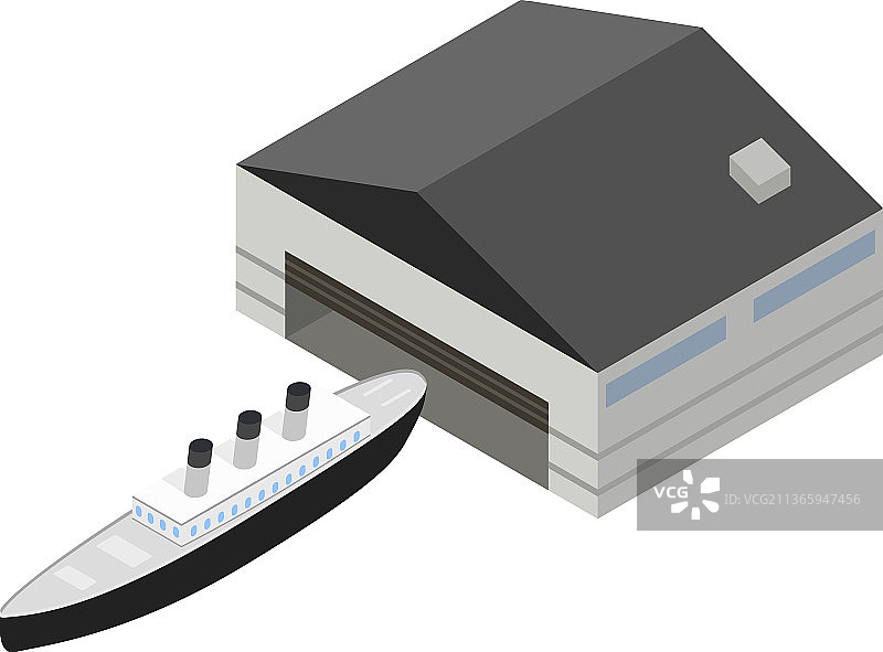 蒸汽游轮2.5D图标图片素材
