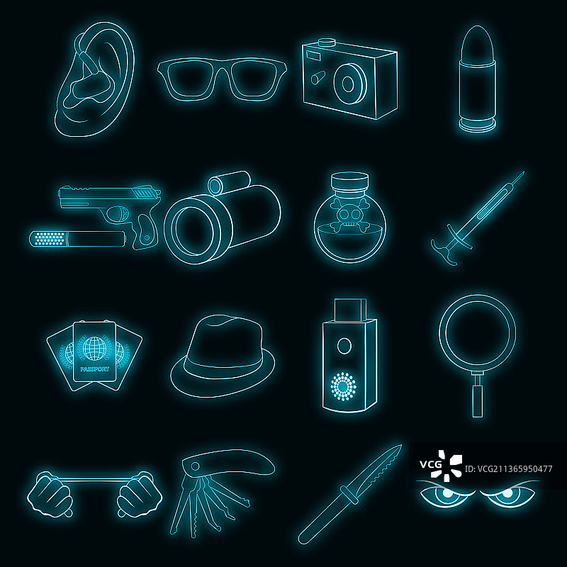 霓虹间谍与安全图标图片素材