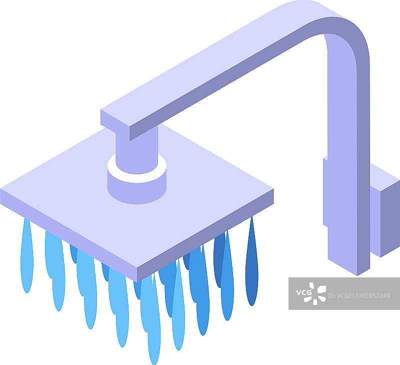 浴室淋浴喷头等距水图标图片素材