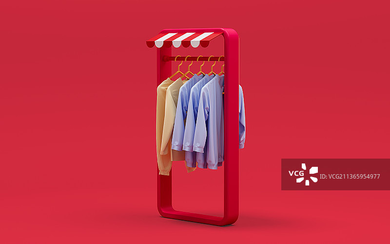 店铺里悬挂的衣服3D渲染图片素材