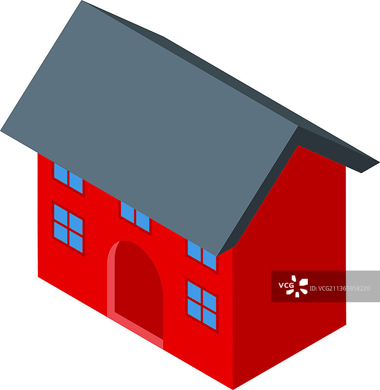 红色小狗房子图标2.5D狗窝图片素材