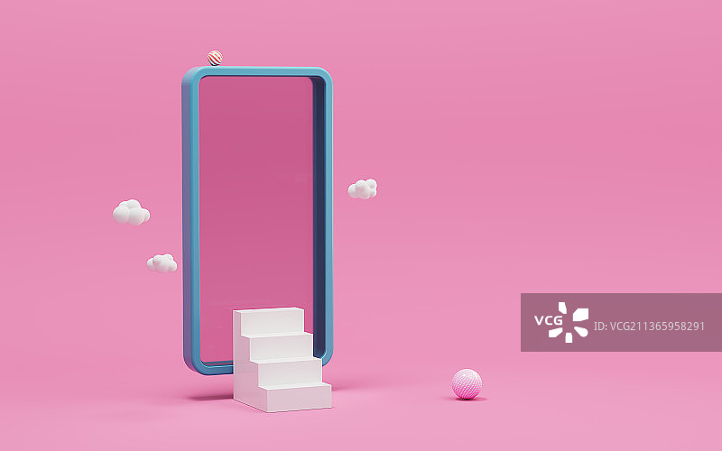 创意手机与门3D渲染图片素材
