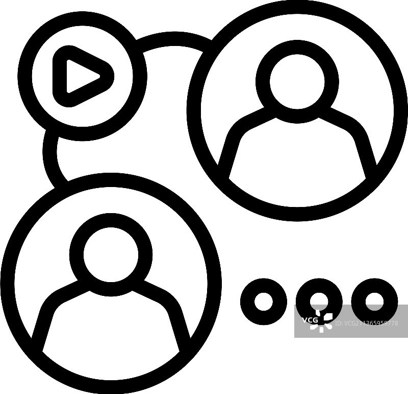 在线视频群组图标轮廓图片素材