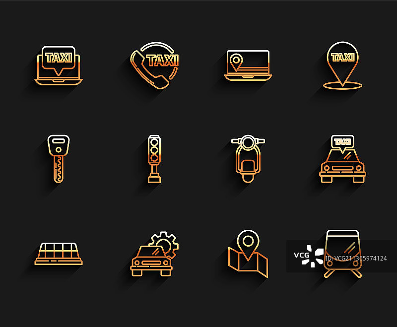 出租车车顶服务电话笔记本电脑图标图片素材