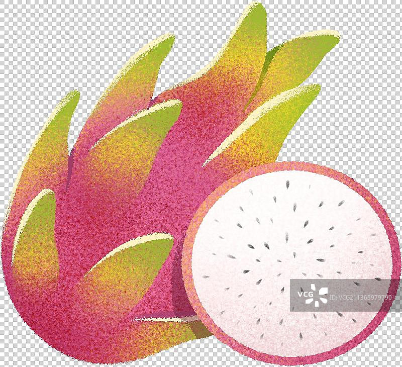 手绘卡通噪点肌理火龙果图片素材