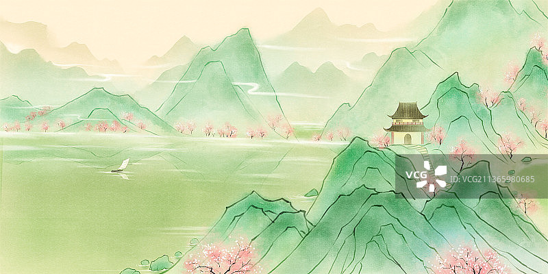 春季山水图片素材