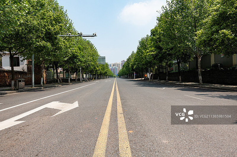 城市道路双黄线图片素材