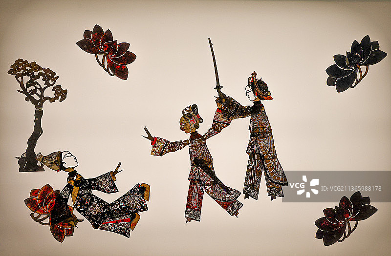 中国传统文化艺术：皮影戏（非物质文化遗产）场景图片素材