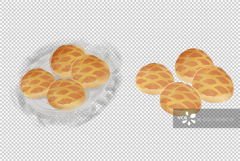 香港特色美食“菠萝包”插画元素图片素材