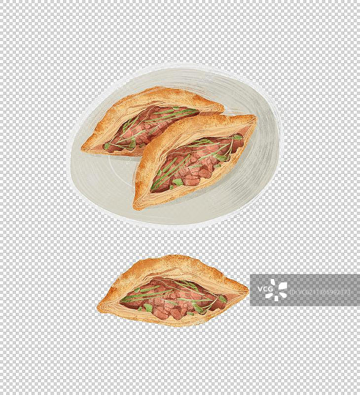 沈阳特色美食“熏肉大饼”插画元素图片素材
