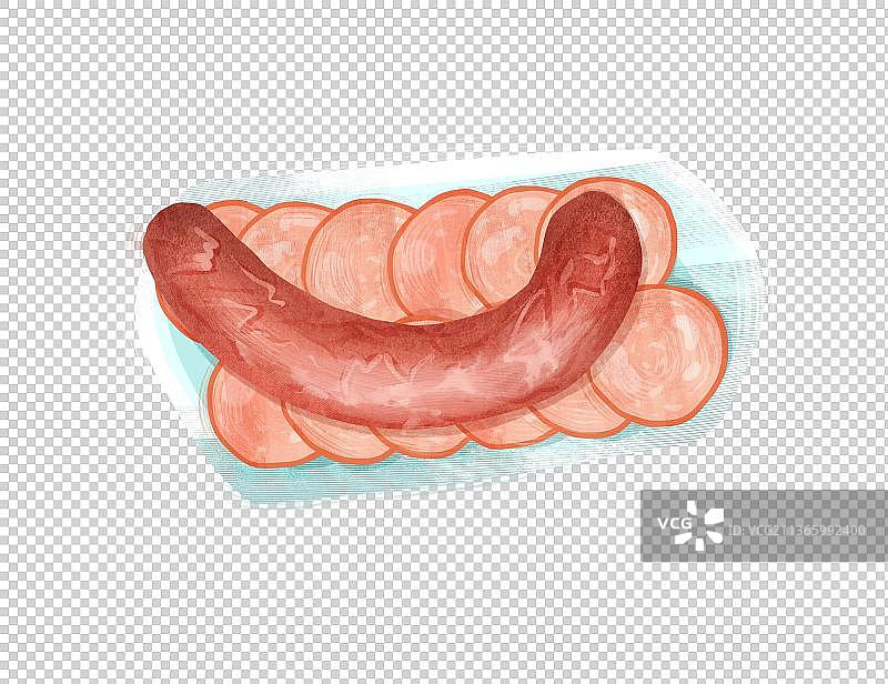 沈阳特色美食“俄式红肠”插画元素图片素材