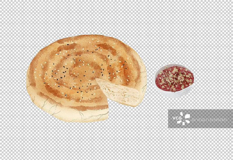 西安特色美食“锅盔”插画元素图片素材