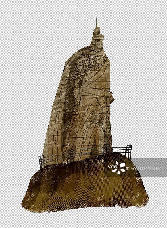 厦门地标建筑“鼓浪屿郑成功雕像”插画元素图片素材