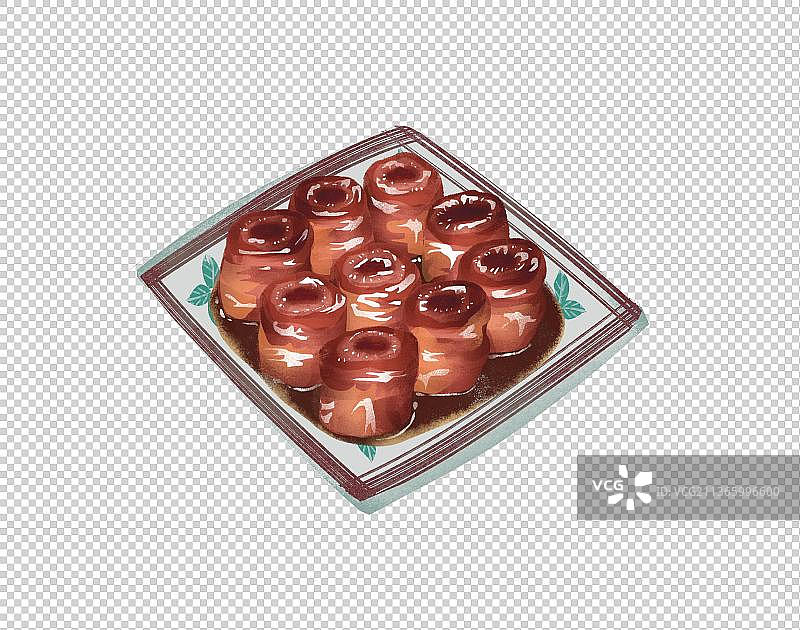 济南特色美食“九转大肠”插画元素图片素材