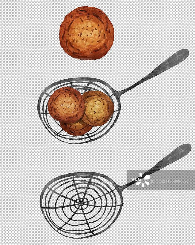 温州特色美食“灯盏糕”插画元素图片素材