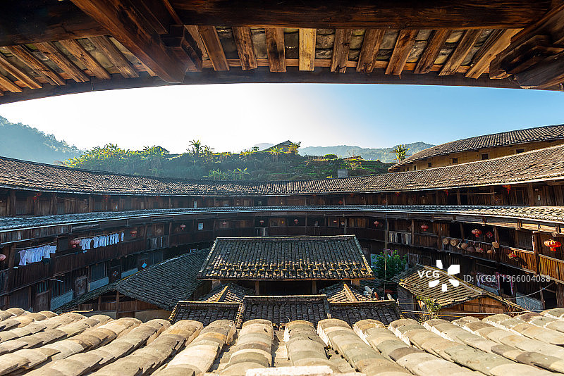 福建龙岩初溪土楼图片素材