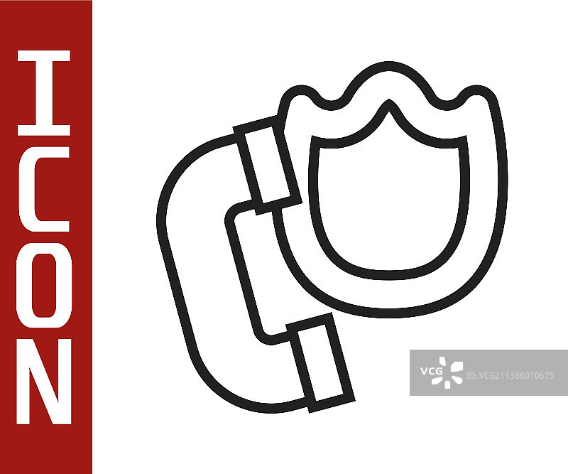 带安全盾的黑色线条电话听筒图片素材