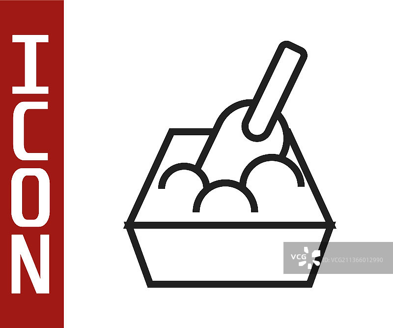 黑色线条猫砂盆与铲子图标图片素材