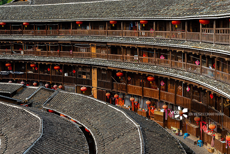 福建龙岩永定土楼承启楼图片素材