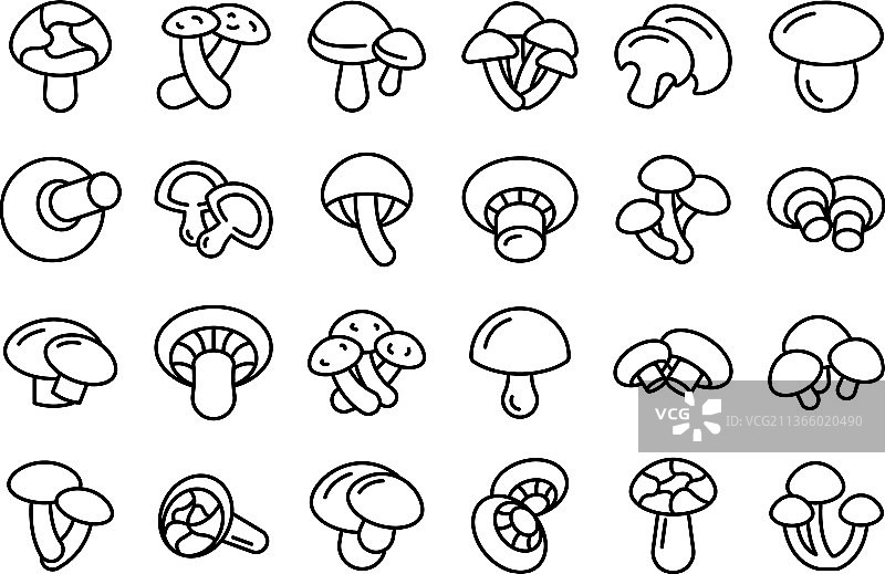 香菇图标轮廓秋季合集图片素材