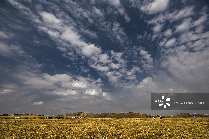 蓝天下的乌兰布统草原图片素材