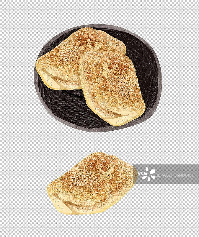 石家庄特色美食“缸炉烧饼”插画元素图片素材