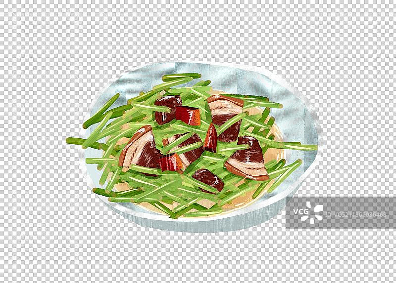 南昌特色美食“藜蒿炒腊肉”插画元素图片素材