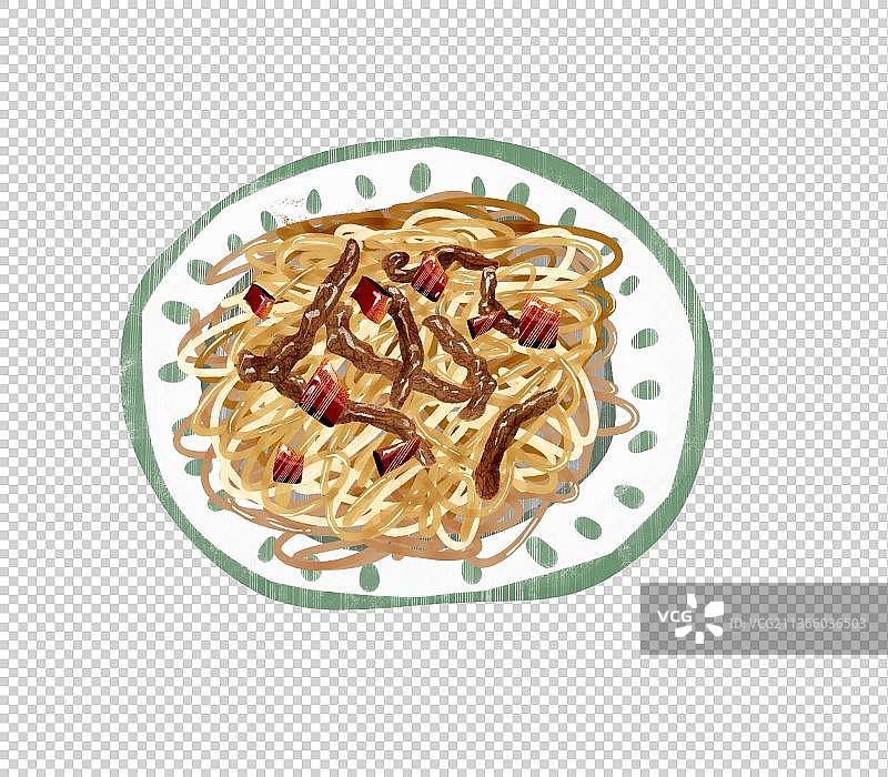 南昌特色美食“牛肉炒粉”插画元素图片素材
