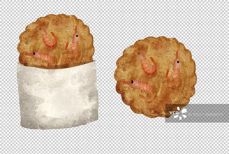 常州特色美食“虾饼”插画元素图片素材