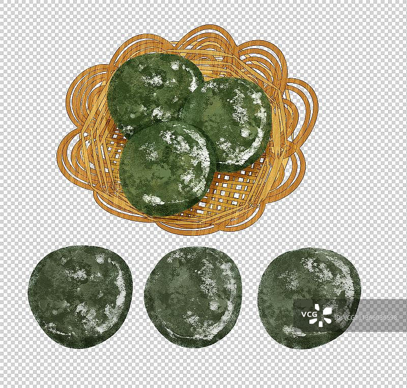 珠海特色美食“艾饼”插画元素图片素材