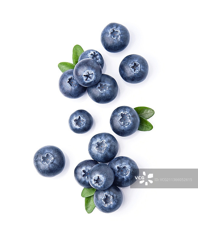 蓝莓与树叶特写图片素材