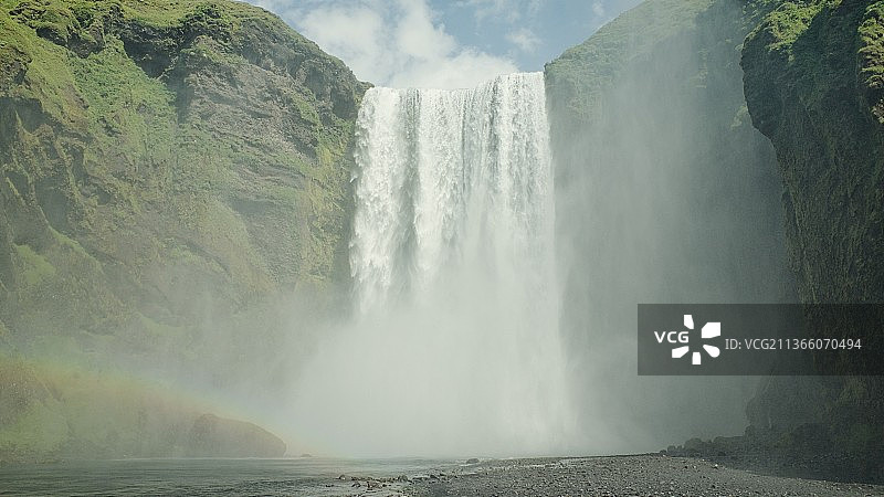 冰岛斯科加瀑布，瀑布的风景，冰岛图片素材