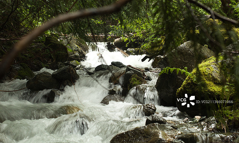 森林瀑布风景图片素材