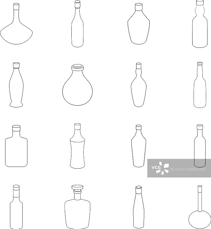 不同瓶子图标集合轮廓图片素材