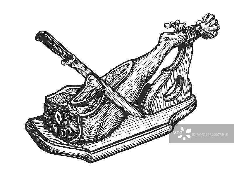 手绘火腿农场猪肉速写图片素材