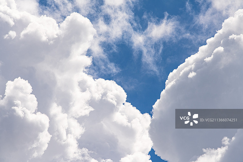 多云景观，天空云朵的低角度视图图片素材