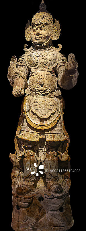 五代十国，后蜀文物：彩绘陶武士俑（成都龙泉驿赵廷隐墓出土）图片素材