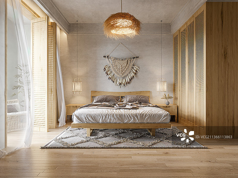 北欧风格原木色调民宿酒店图片素材