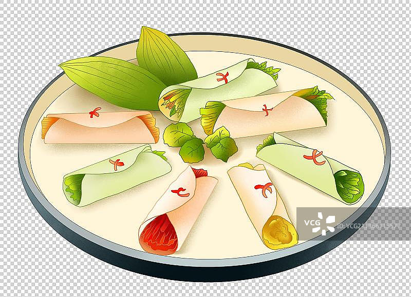 春盘春卷插画元素图片素材
