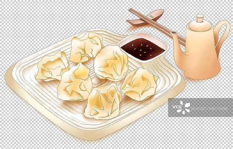 饺子沾陈醋插画元素图片素材