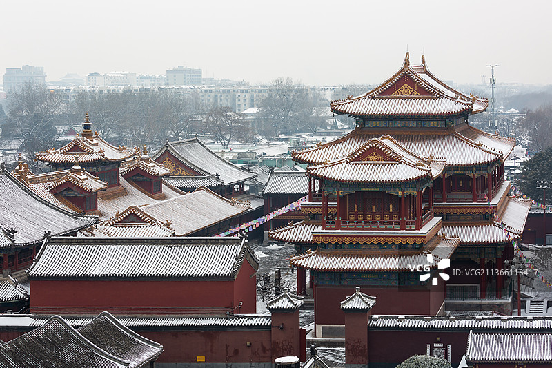 雪中红庙图片素材