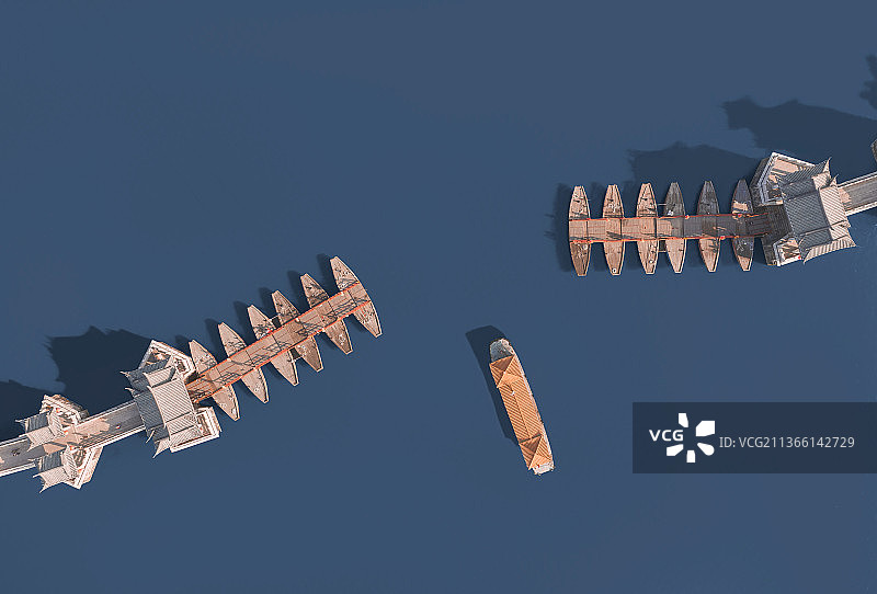 广东潮州广济桥航拍图片素材