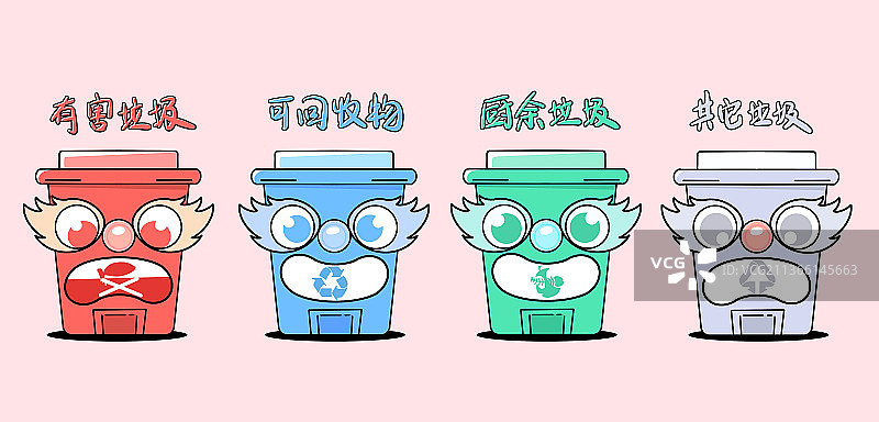 垃圾分类卡通图片素材