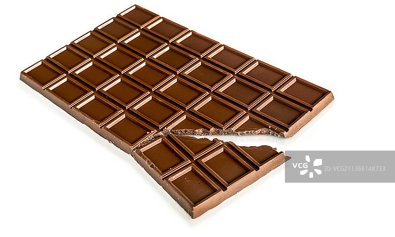 美食：白色背景下的巧克力棒特写图片素材