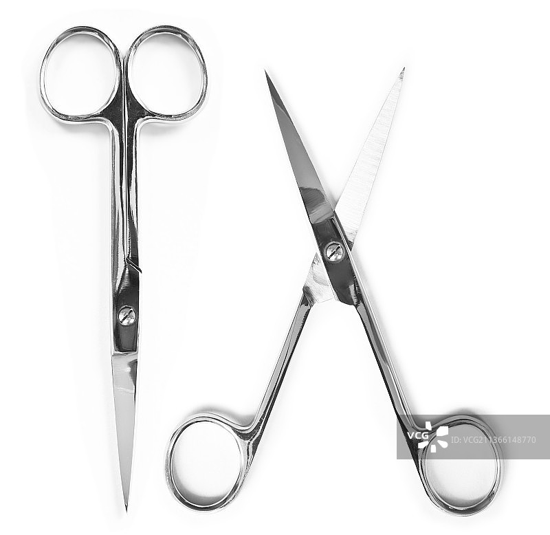 白色背景下的剪刀特写照片图片素材