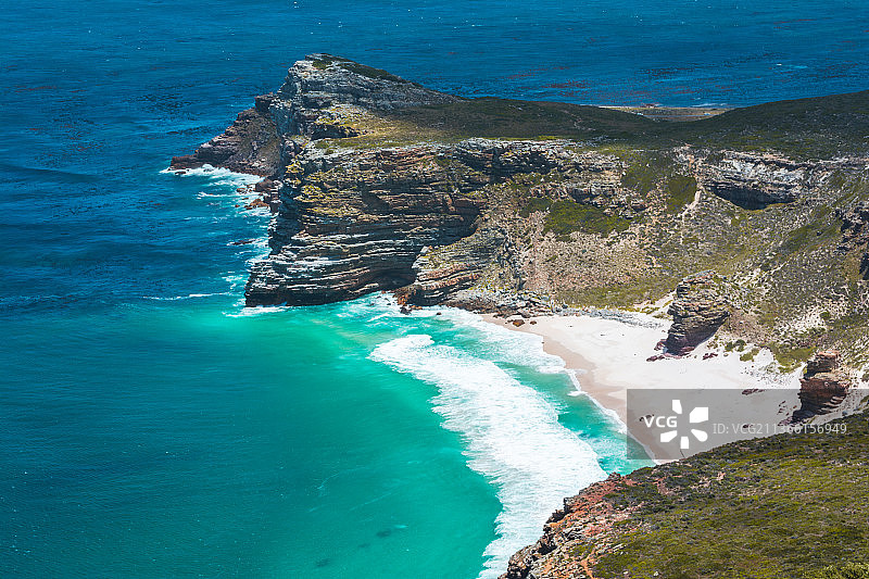 好望角海边岩石高角度景观图片素材