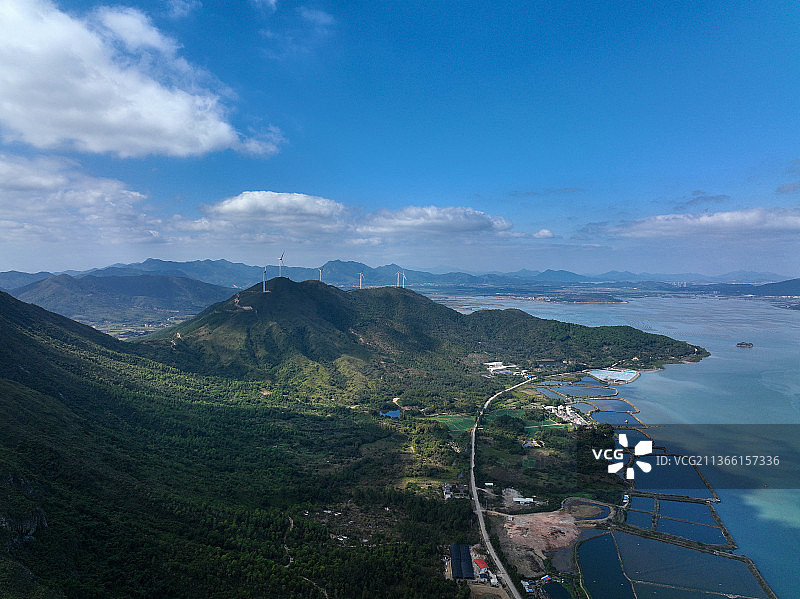 广东省惠州市惠东县盐洲岛观音山天马山航拍图片素材