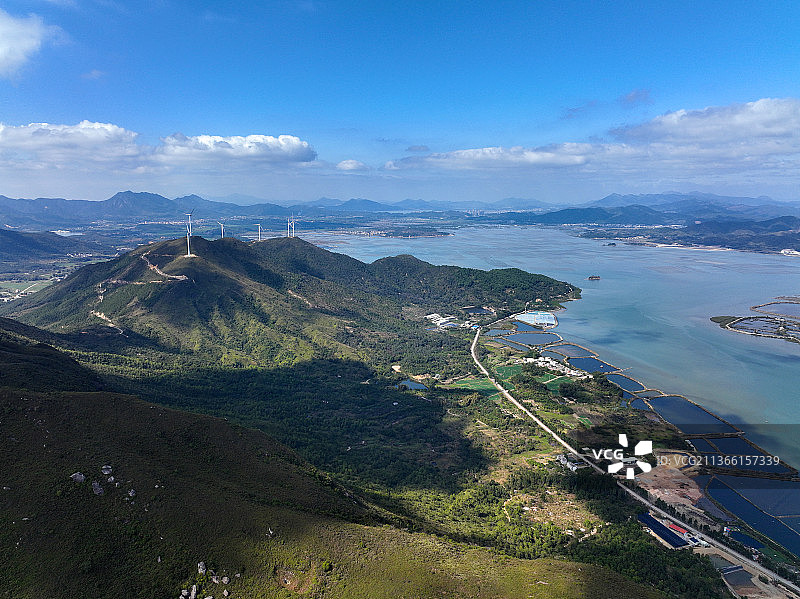 广东省惠州市惠东县盐洲岛观音山天马山航拍图片素材