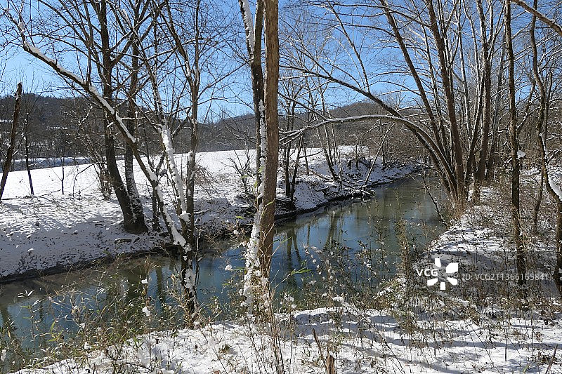 奥兰多冬季冰湖美景，美国肯塔基州图片素材