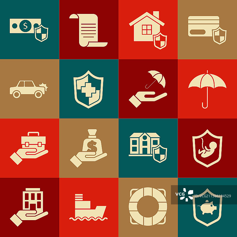 带有盾牌的储蓄罐人寿保险图片素材